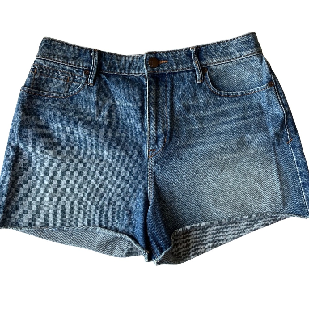 Lou Grey Blue 5Pocket Frayed‎ Hem Button Closure Denim Shorts Size 30